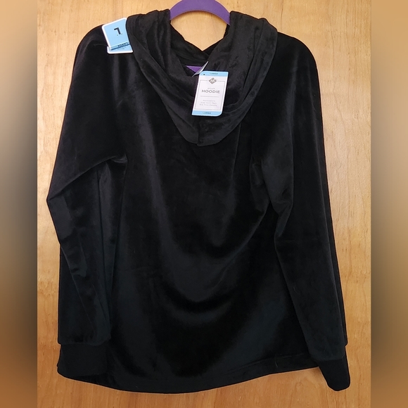 NWT Soft Plush Warm Cozy Hooded Tunic Top, Black Large, Members Mark - Picture 7 of 7